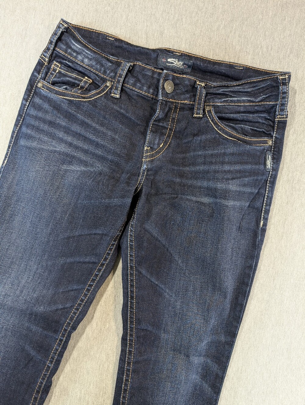 Silver Jeans Suki Straight Women's 31 X 32 Dark Wash Blue Whiskering